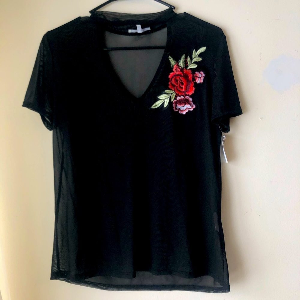 NWT Charlotte Russe Rose mesh top